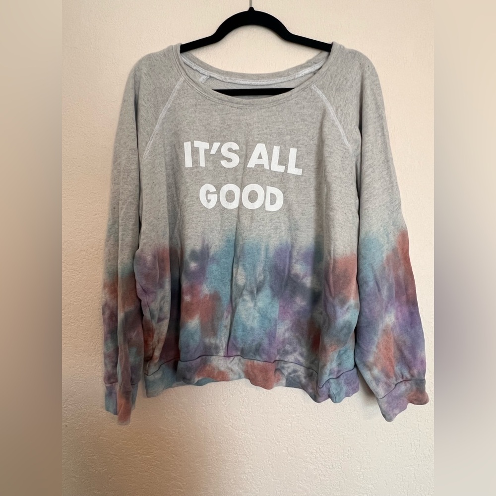 good hYOUman “It's All‎ Good” Tie Dye Raglan Pullover Sweatshirt